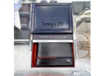 Ví Tommy Hilfiger Men's Leather Leif RFID Bifold Wallet with Flip ID, Black