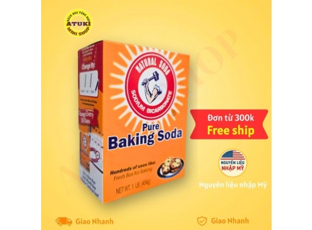 Bột Baking Soda Natural Soda Sodium Bicarbonate Dùng làm bánh,Làm Sáng Răng, Tẩy Rửa Nhà Cửa, Ngâm rửa rau củ quả, khối lượng  454g