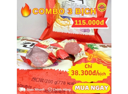 Combo 3 Bịch Kẹo Hồng Sâm GTB – Hàng Nhập Khẩu Hàn Quốc