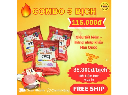 Combo 3 Bịch Kẹo Hồng Sâm GTB – Hàng Nhập Khẩu Hàn Quốc