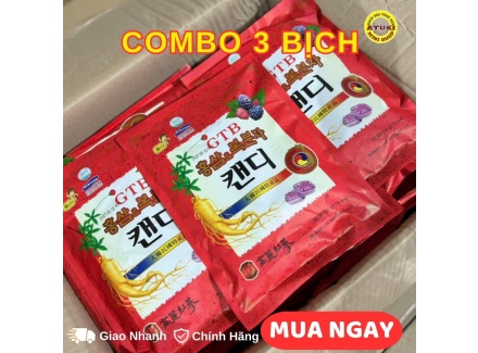 Combo 3 Bịch Kẹo Hồng Sâm GTB – Hàng Nhập Khẩu Hàn Quốc
